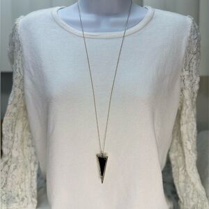 House of Harlow 1960 Black Triangle Pendant Gold Tone Necklace